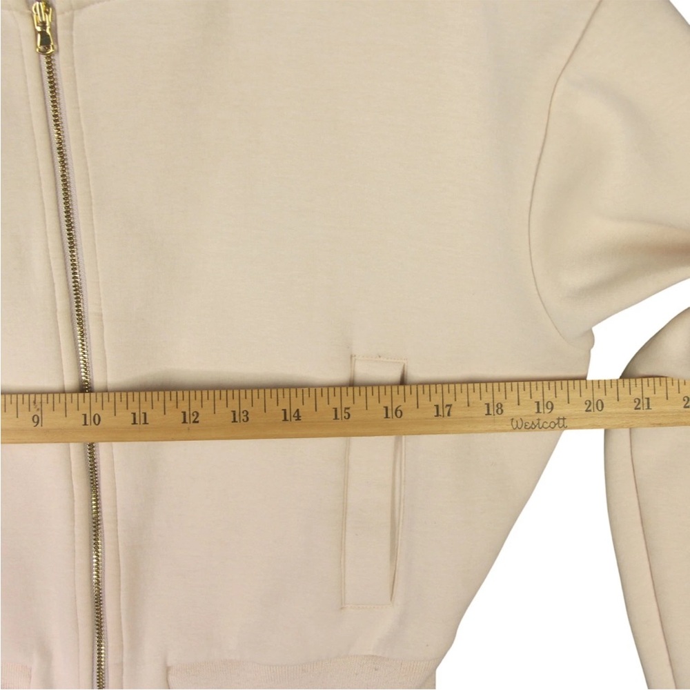 Varley Cole Bomber Cropped Jacket Womens Size Medium Light Pink Striped Trim - Picture 15 of 16